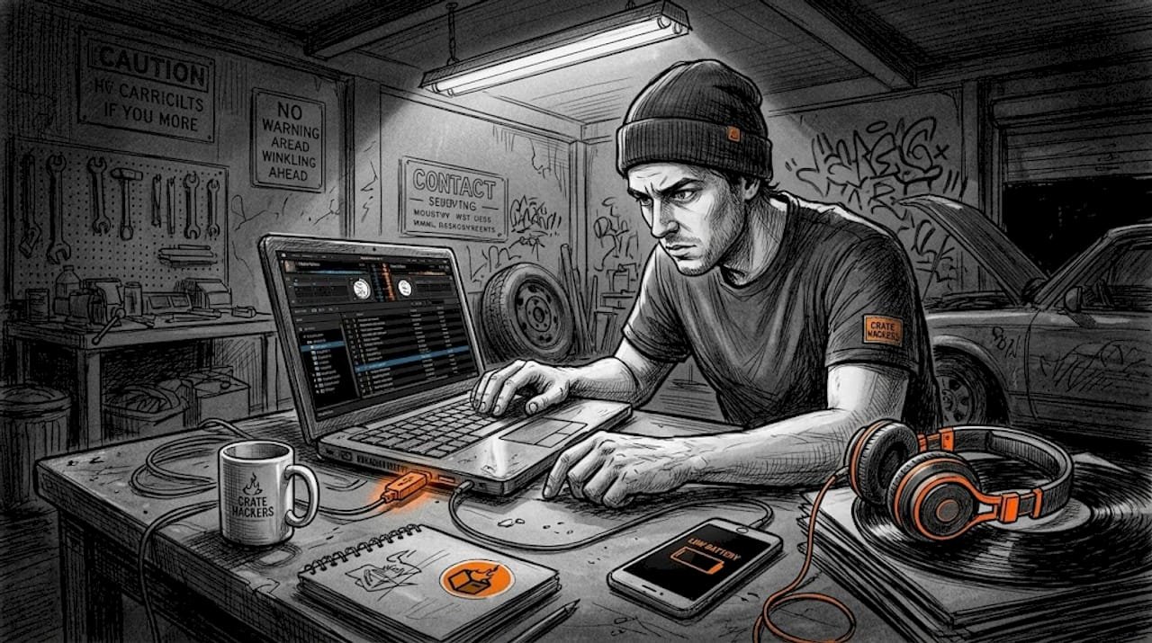 DJ exporting playlists to USB at home