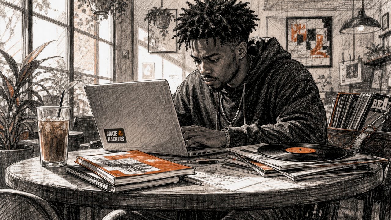 DJ using laptop to recover missing music tracks